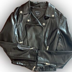 Guess Los Angeles black faux leather jacket
